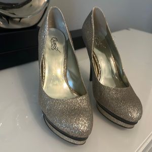 Carlos by Carlos Santana gold glitter heels size 9 1/2. Worn once!